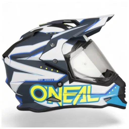 O'NEAL Sierra II Slingshot kék cross/enduro bukósisak beépített napszemüveggel
