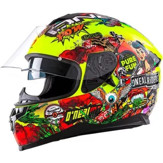   O'NEAL CHALLENGER Crank HI-VIZ neonzöld speed bukósisak beépített napszemüveggel