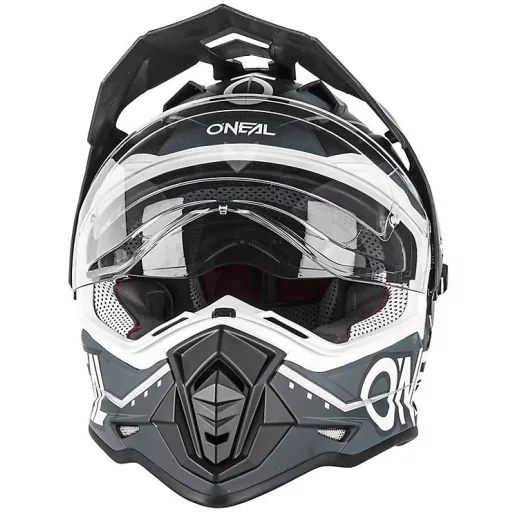 O'NEAL Sierra II Slingshot fekete-szürke cross/enduro bukósisak beépített napszemüveggel