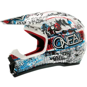   O'NEAL 5 Series Acid  fényes kék-piros-fehér cross bukósisak