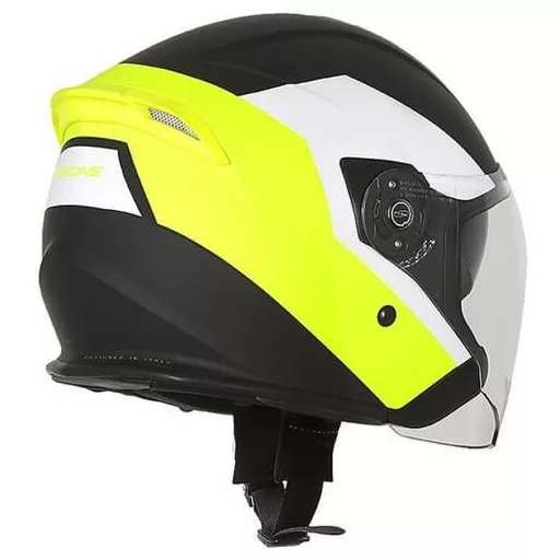 ORIGINE Palio EKO 2.0 Bluetooth matt neonzöld-fehér-fekete nyitott bukósisak beépített napszemüveggel