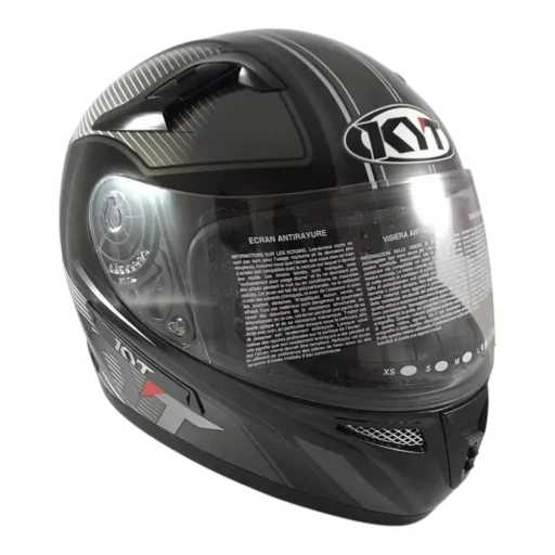KYT VENOM Shadow fényes fekete-szürke "Gun Metal" speed bukósisak beépített napszemüveggel