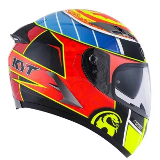   KYT Falcon Xavier Simeon Replica kék-narancs-neonzöld speed bukósisak beépített napszemüveggel 
