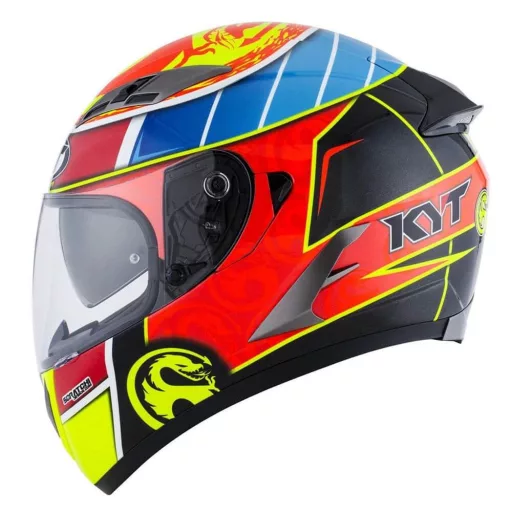 KYT Falcon Xavier Simeon Replica kék-narancs-neonzöld speed bukósisak beépített napszemüveggel 