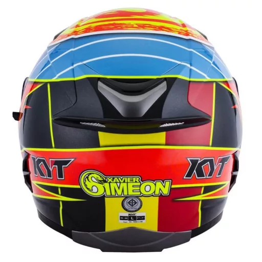 KYT Falcon Xavier Simeon Replica kék-narancs-neonzöld speed bukósisak beépített napszemüveggel 