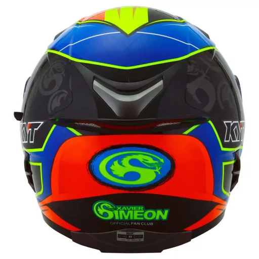 KYT Falcon Xavier Simeon Replica kék-piros-neonzöld speed bukósisak beépített napszemüveggel 