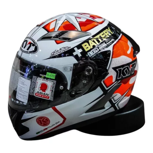 KYT FALCON Espargaro piros-fehér speed bukósisak beépített napszemüveggel