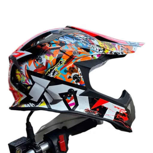 KYT Strike Eagle New York piros-fluo  cross bukósisak 