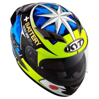   KYT FALCON Aleix Espargaro neonzöld-kék speed bukósisak beépített napszemüveggel