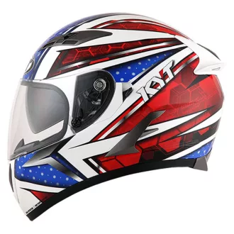   KYT Falcon All Stars piros-fehér-kék speed bukósisak beépített napszemüveggel