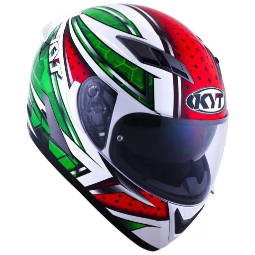 KYT Falcon All Stars piros-fehér-zöld speed bukósisak beépített napszemüveggel