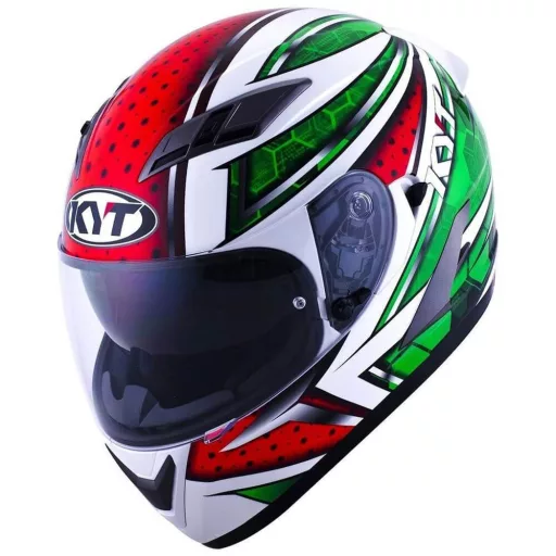 KYT Falcon All Stars piros-fehér-zöld speed bukósisak beépített napszemüveggel