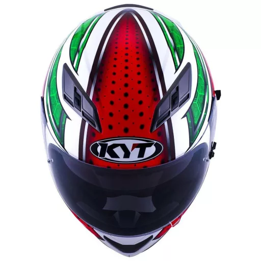 KYT Falcon All Stars piros-fehér-zöld speed bukósisak beépített napszemüveggel
