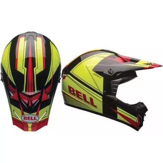 Bell SX-1 fényes neonzöld-fekete-piros cross bukósisak
