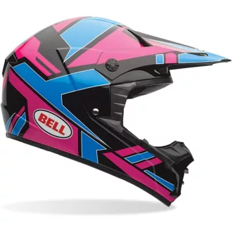 Bell SX-1 fényes pink-kék-fekete cross bukósisak