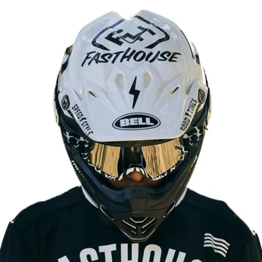 BELL MOTO-9 MIPS Fasthouse fényes fehér-fekete cross bukósisak