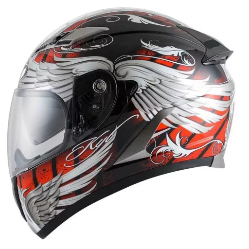 KYT Falcon Angel piros-ezüst speed bukósisak beépített napszemüveggel 