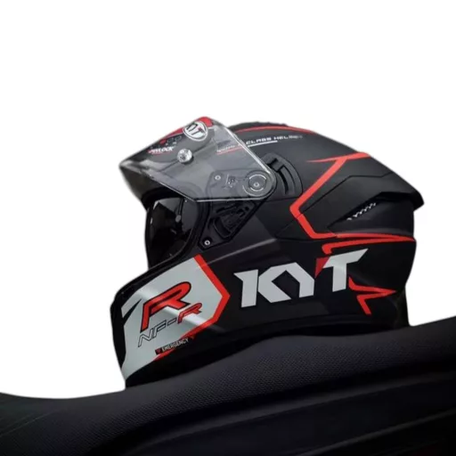 KYT NF-R Track matt szürke-pirosspeed bukósisak beépített napszemüveggel