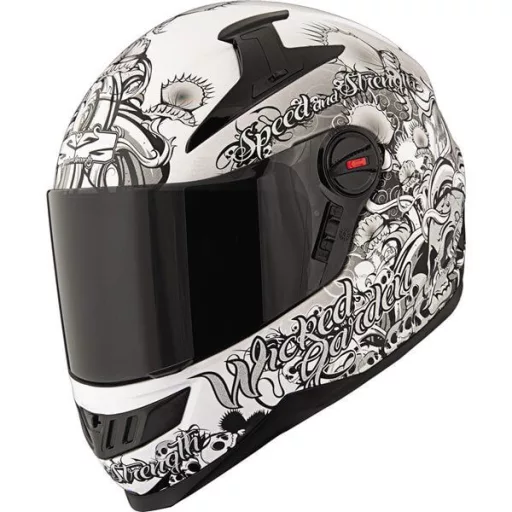 SPEED and STRENGTH SS1300 Wicked Garden fényes fehér-fekete-ezüst speed bukósisak 