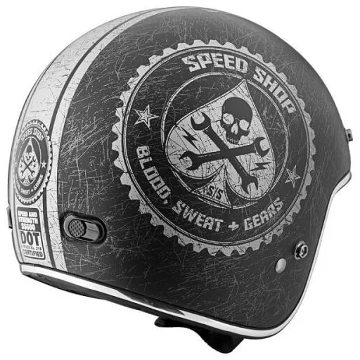 SPEED and STRENGTH SS600 Speed Shop fekete-ezüst  túra/robogó nyitott bukósisak
