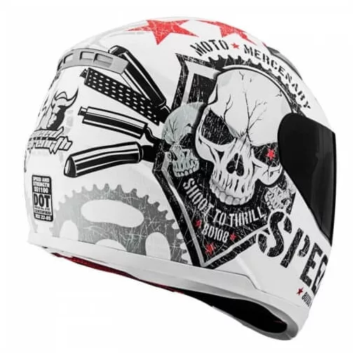 SPEED and STRENGTH SS1100 Moto Mercanary  matt-fehér-szürke-piros speed bukósisak 