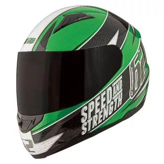   SPEED and STRENGTH SS1100 62 Motorsport fényes zöld-fekete-fehér speed bukósisak 