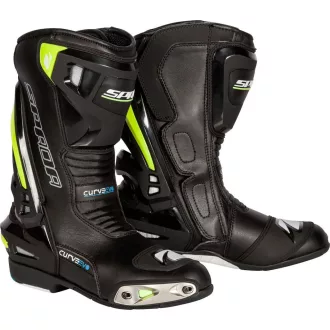   SPADA Curve Evo sport motoros csizma – fekete/neonzöld, verseny stílusú, protektoros motoros csizma, EU 47