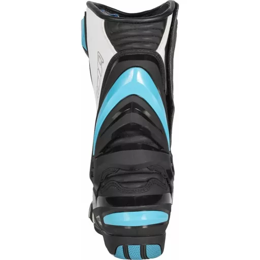 SPADA Curve Evo sport motoros csizma – fehér/fekete/türkiz, verseny stílusú, protektoros motoros csizma, EU 47