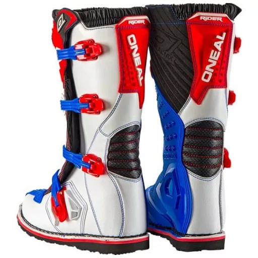 O'NEAL Rider motocross csizma – fehér/kék/piros cross-enduro motoros csizma, EU 40